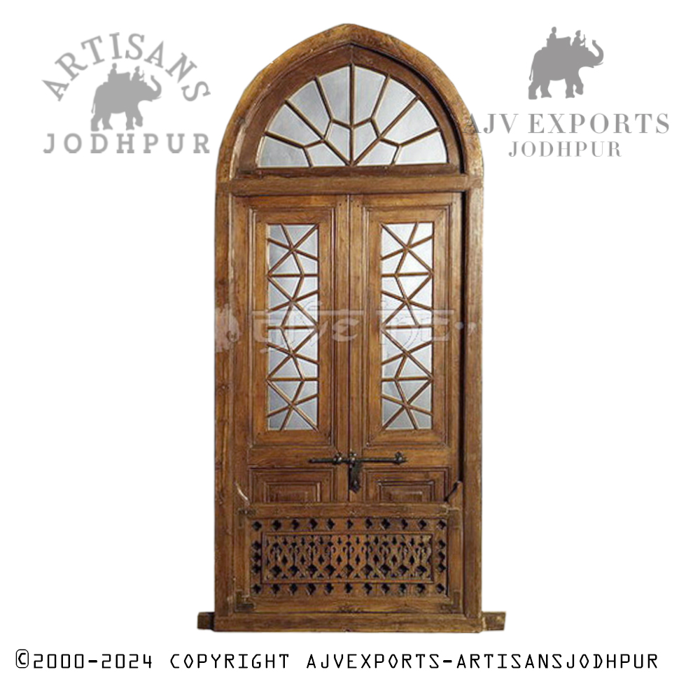 Traditional wooden window with ornate details and a classic design from Artisans Jodhpur.