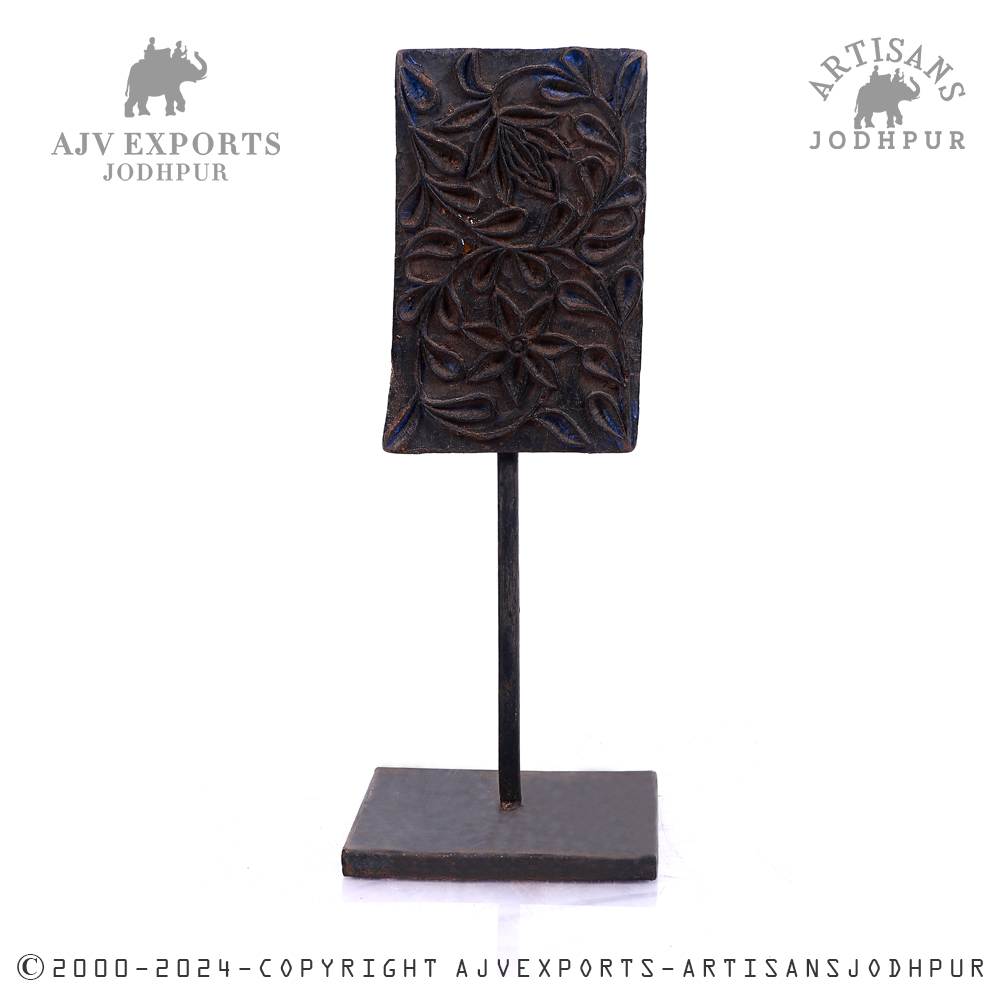 Carved Wooden Block on Stand