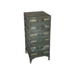 industrial iron six drawers cabinet with names and numerics. (black)