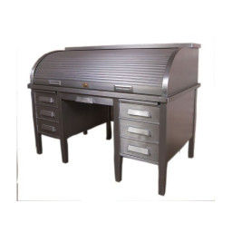 industrial metal roll top foldable desk with drawers.
