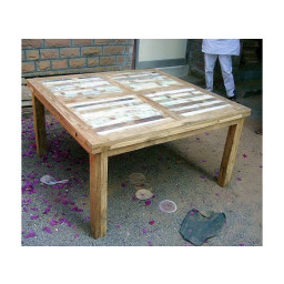 recycled wood square dining table