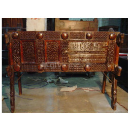 wooden DAMACHIYA sideboard with hand-carved front