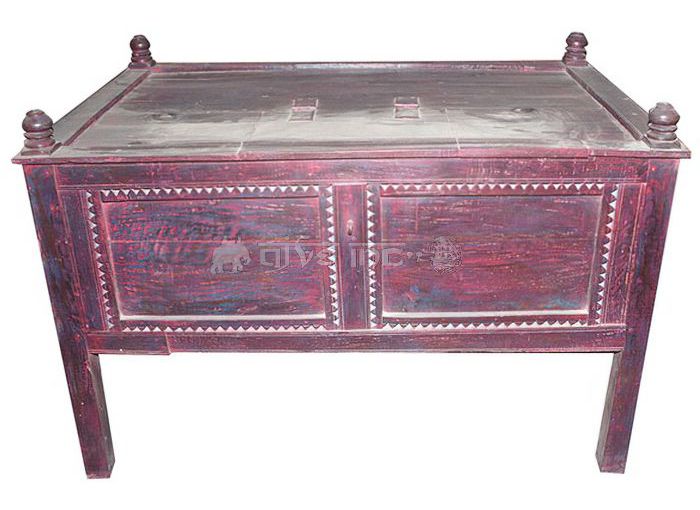 Wooden distressed pink Indian style storage cabinet 