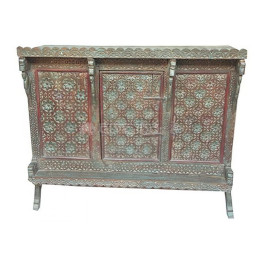 wooden antique floral design carved DAMACHIYA sideboard cabinet 