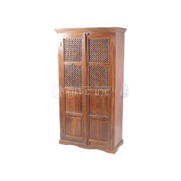 wooden wardrobe cabinet with lattice design wooden panel doors
