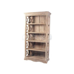 wooden bookshelf with X shape sides
