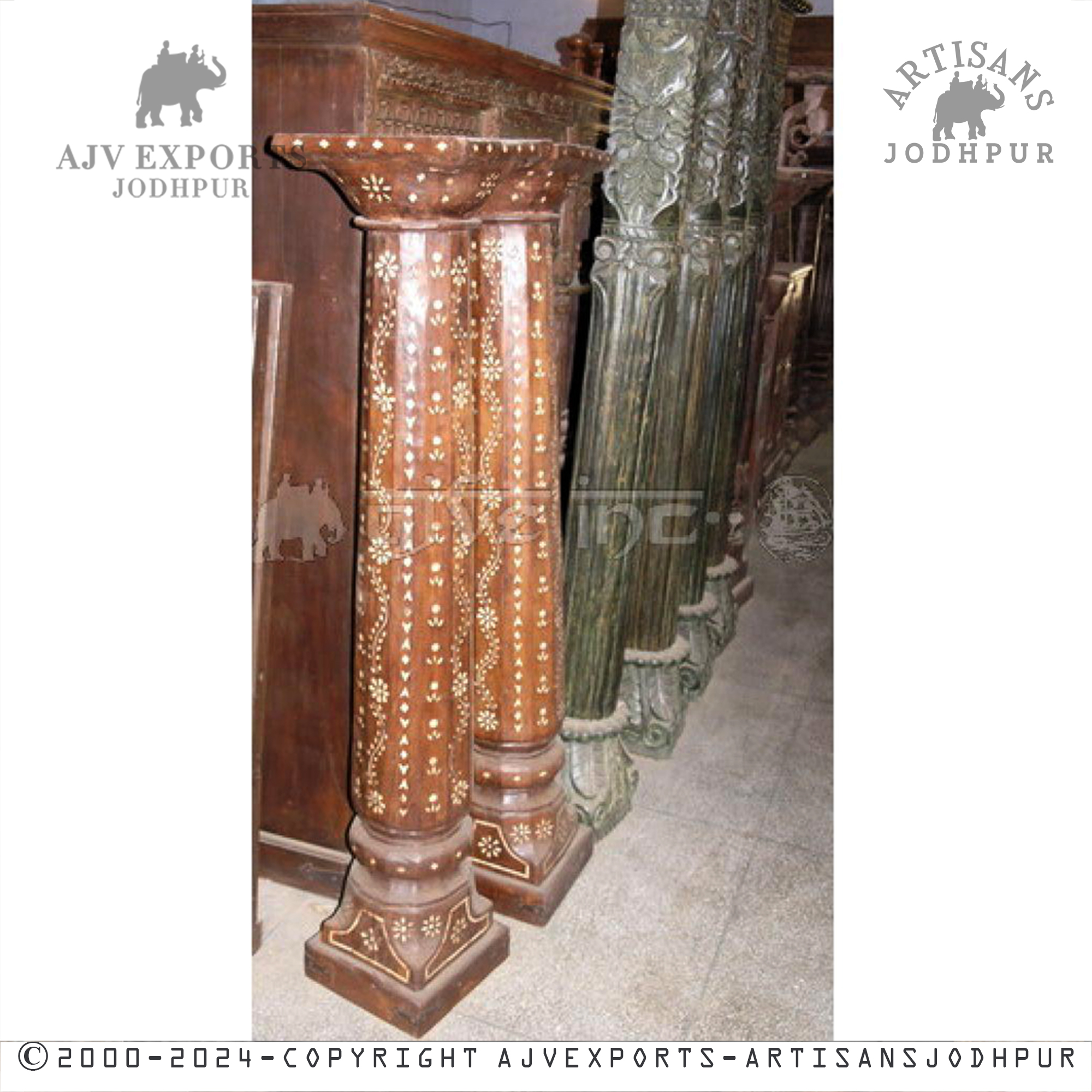 Ornate Brown Column with Inlay