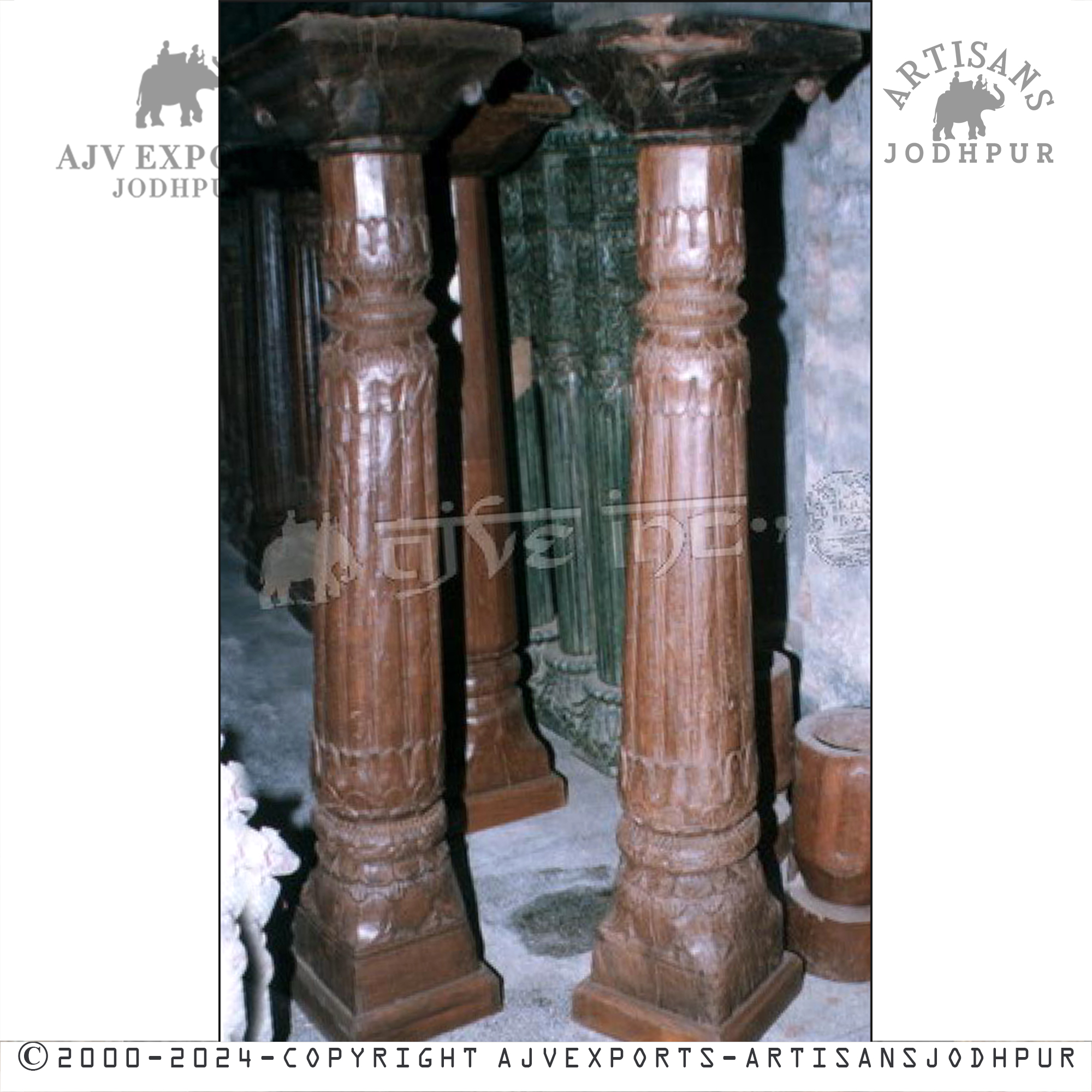 Classic indian teak wood Fluted Columns