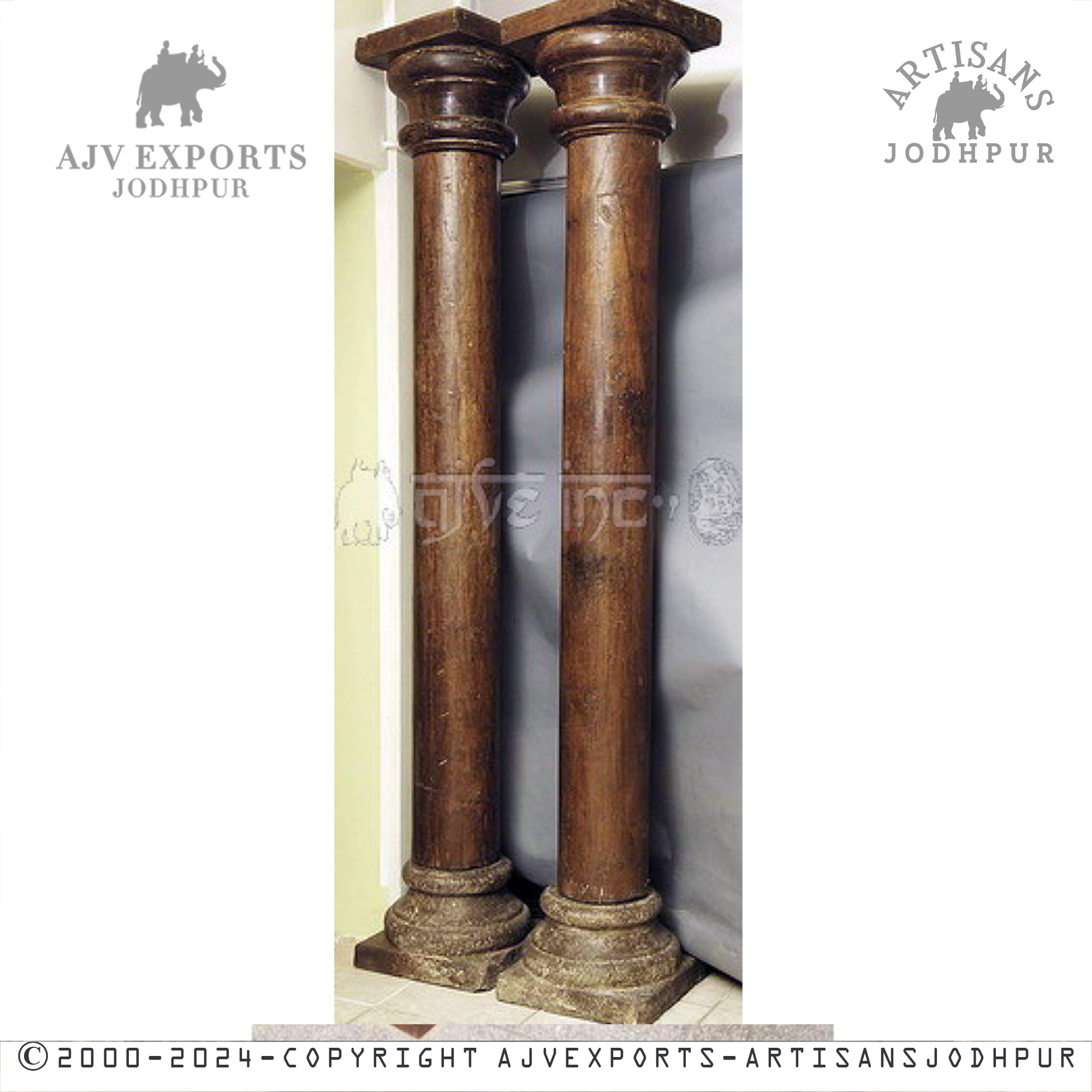 Twin Traditional Wooden indian Columns