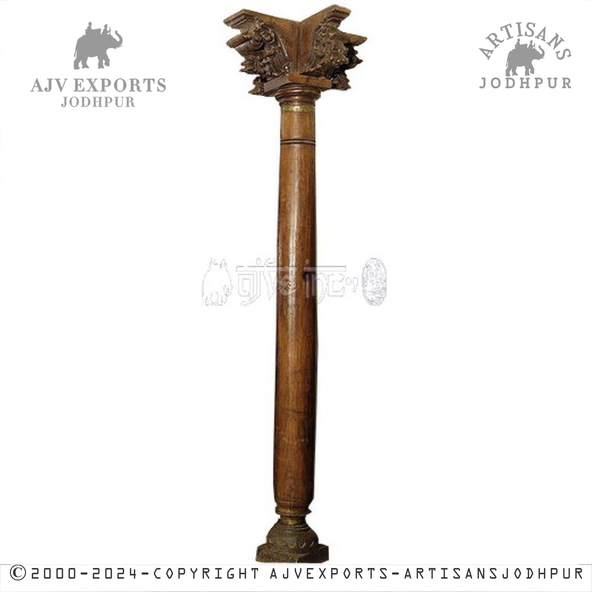 Single Antique Carved Wooden Column