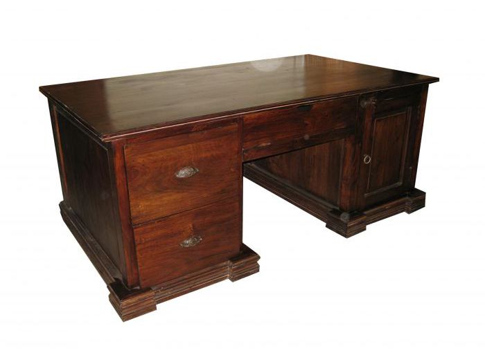 Wooden hand-carved front office table with drawers