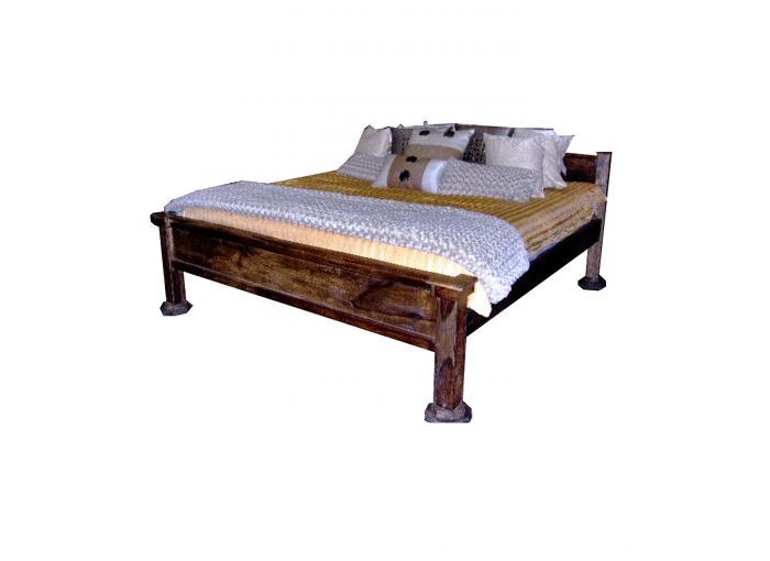 Wooden bed with four solid feet
