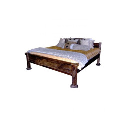 Wooden bed with four solid feet